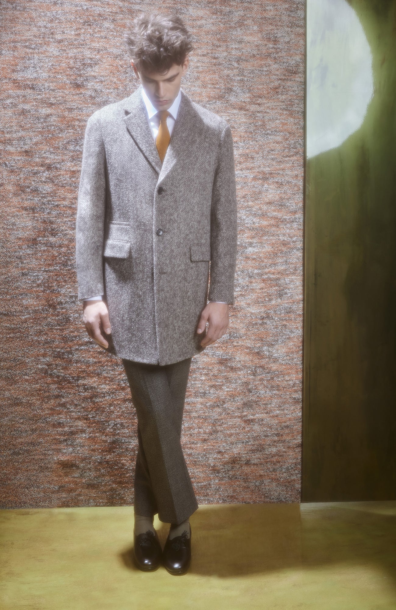 SHERWOOD TAUPE HERRINBONE WOOL & ALPACA TOPCOAT