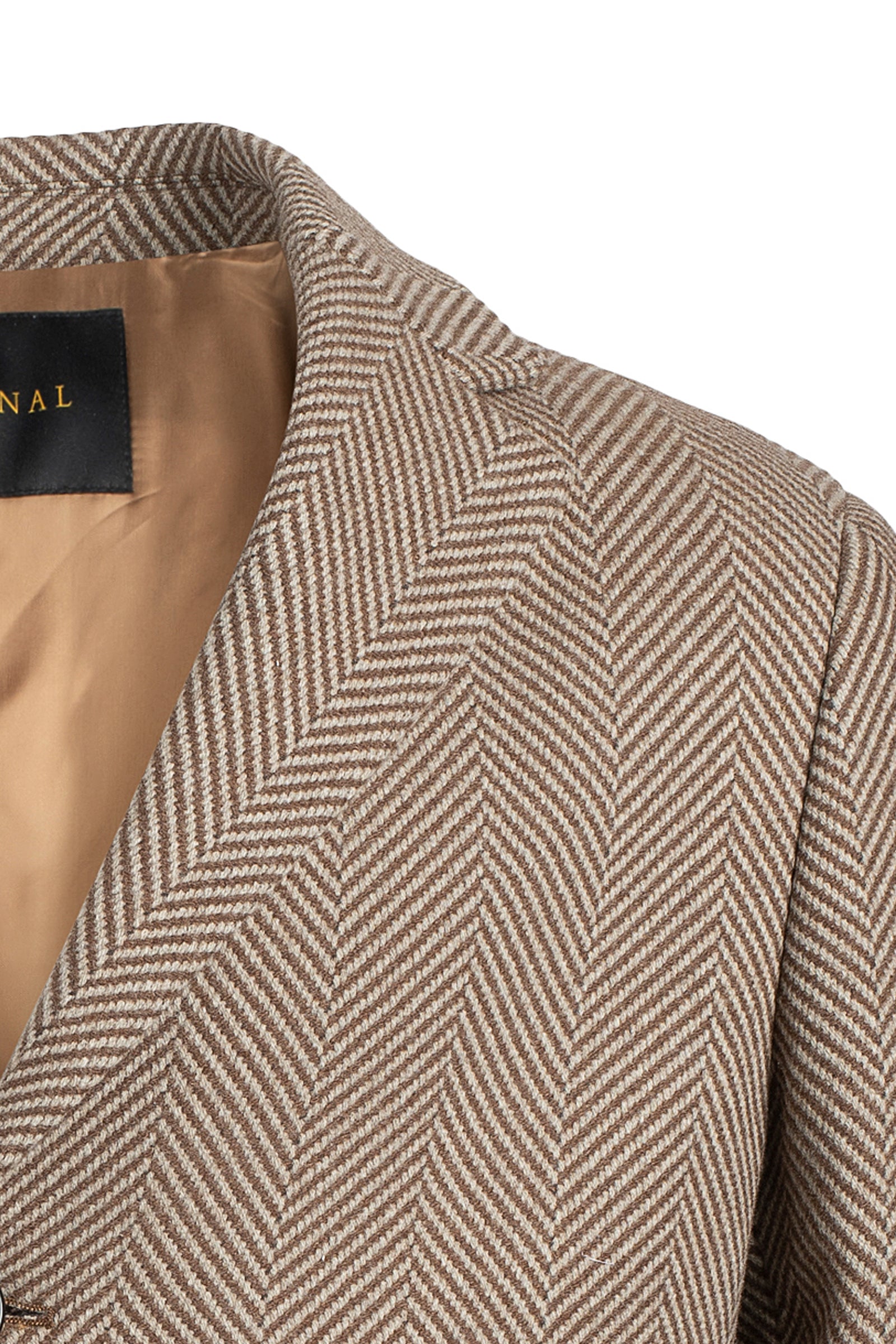 SHERWOOD TAUPE HERRINGBONE WOOL & CASHMERE TOPCOAT