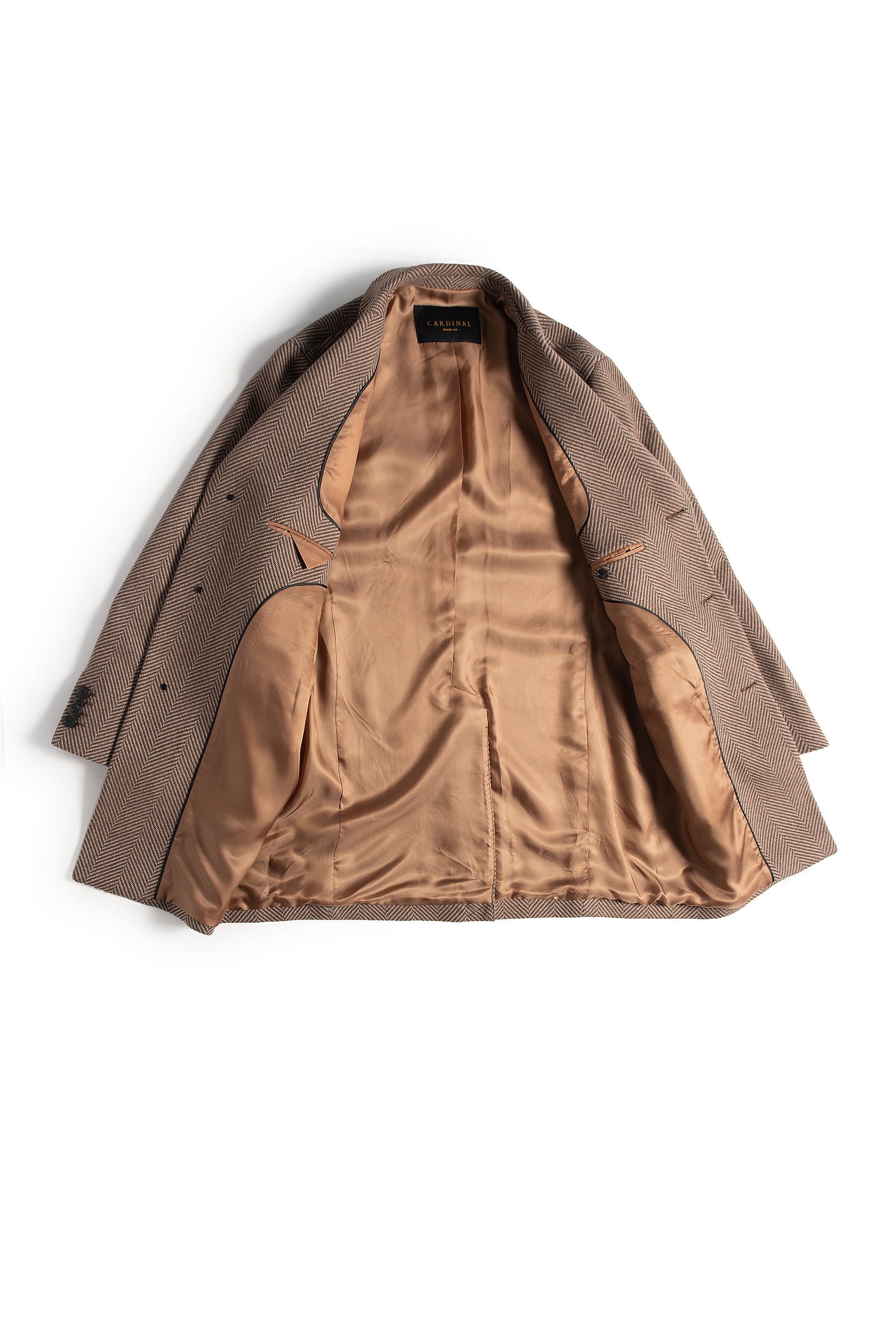 SHERWOOD TAUPE HERRINGBONE WOOL & CASHMERE TOPCOAT