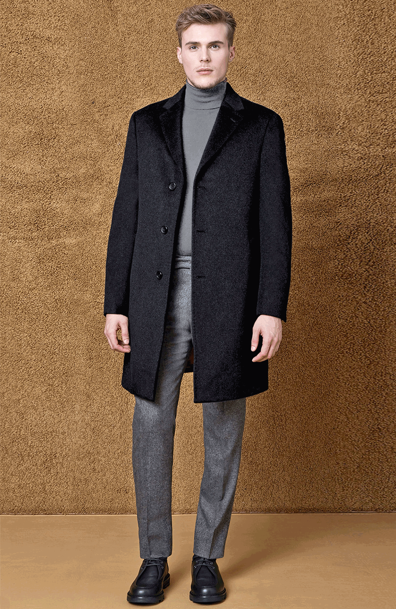 ST-PIERRE BLACK CASHMERE TOPCOAT