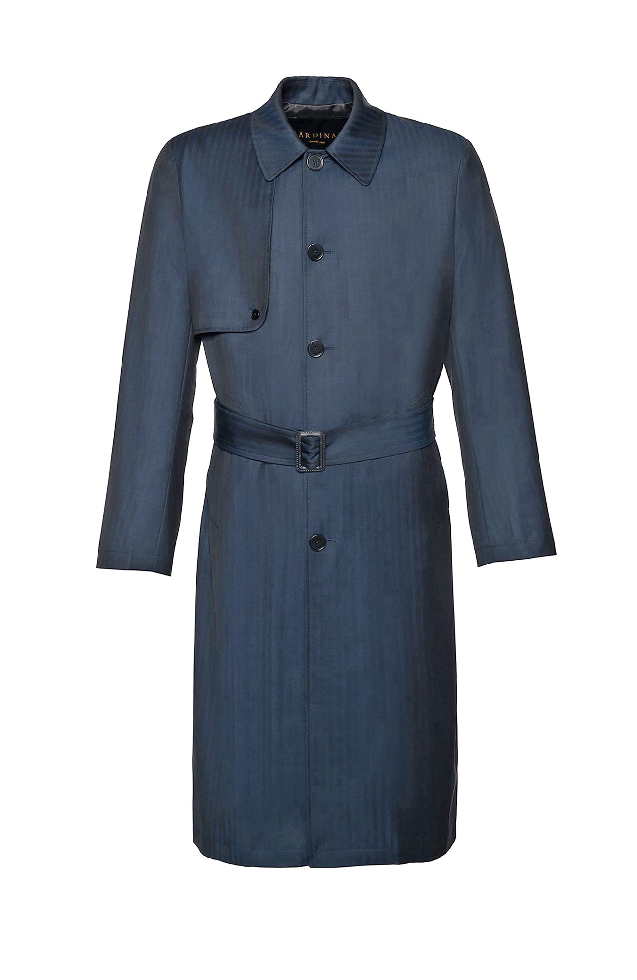 Man Ray Navy Herringbone Trench Coat