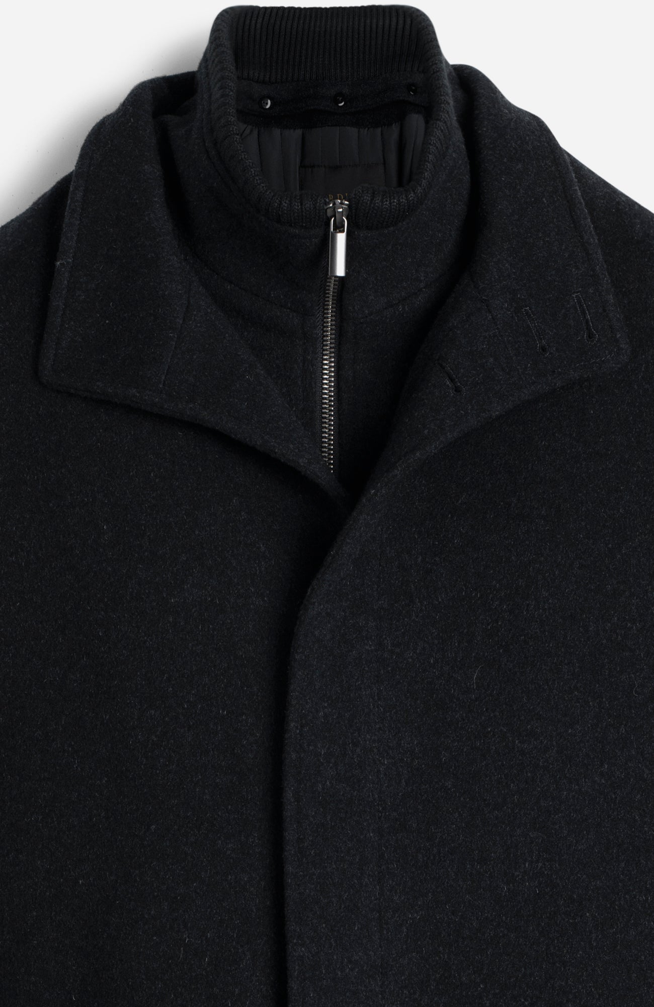 MONT-ROYAL BLACK WOOL & CASHMERE CAR COAT - Cardinal of Canada-US-MONT-ROYAL BLACK WOOL & CASHMERE CAR COAT