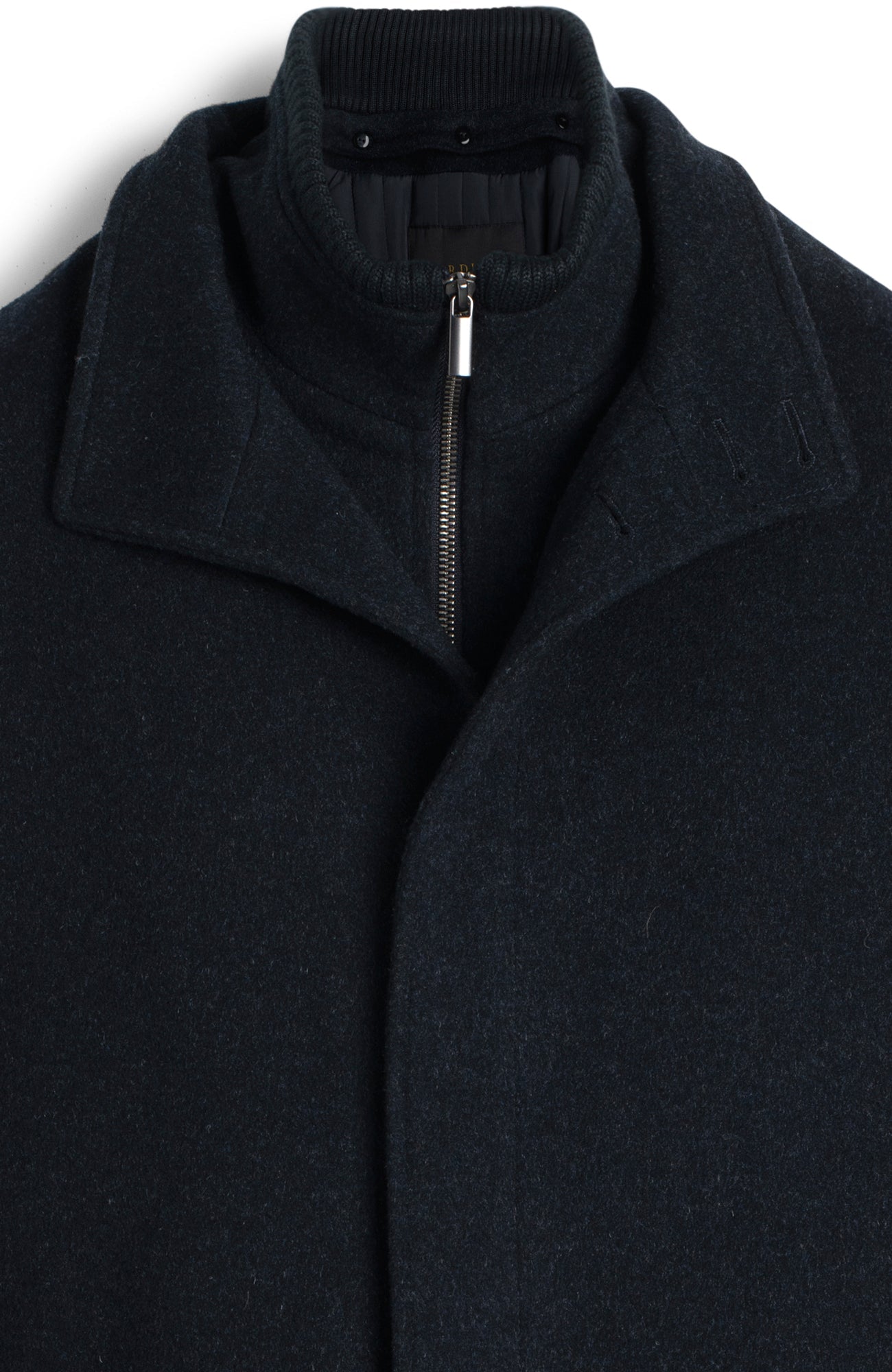 MONT-ROYAL NAVY MELANGE WOOL & CASHMERE CAR COAT - Cardinal of Canada-US-Mont-Royal - navy melange wool and cashmere topcoat 34 inch length