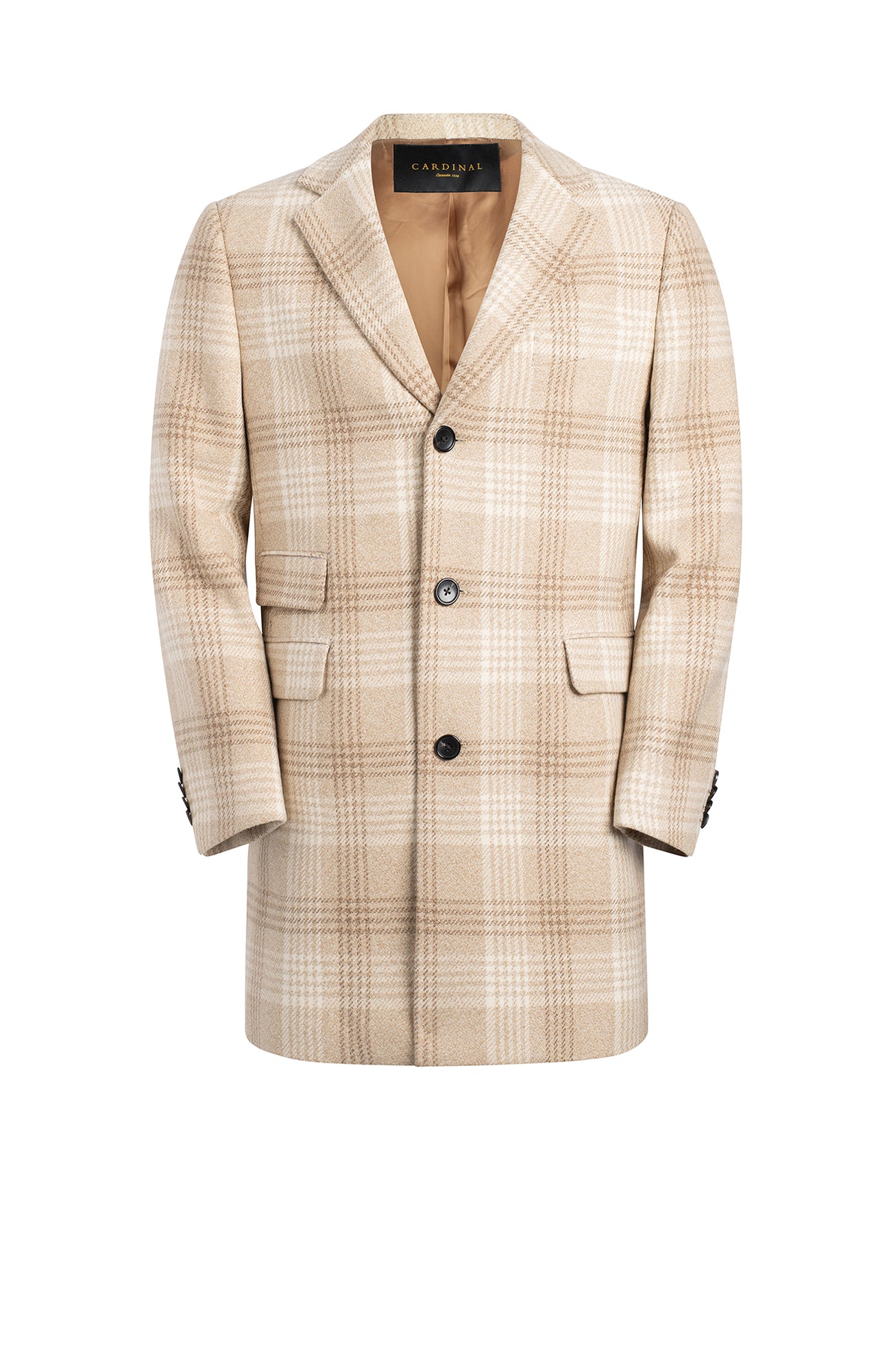 SAMUEL WOOL & CASHMERE OATMEAL PLAID TOPCOAT