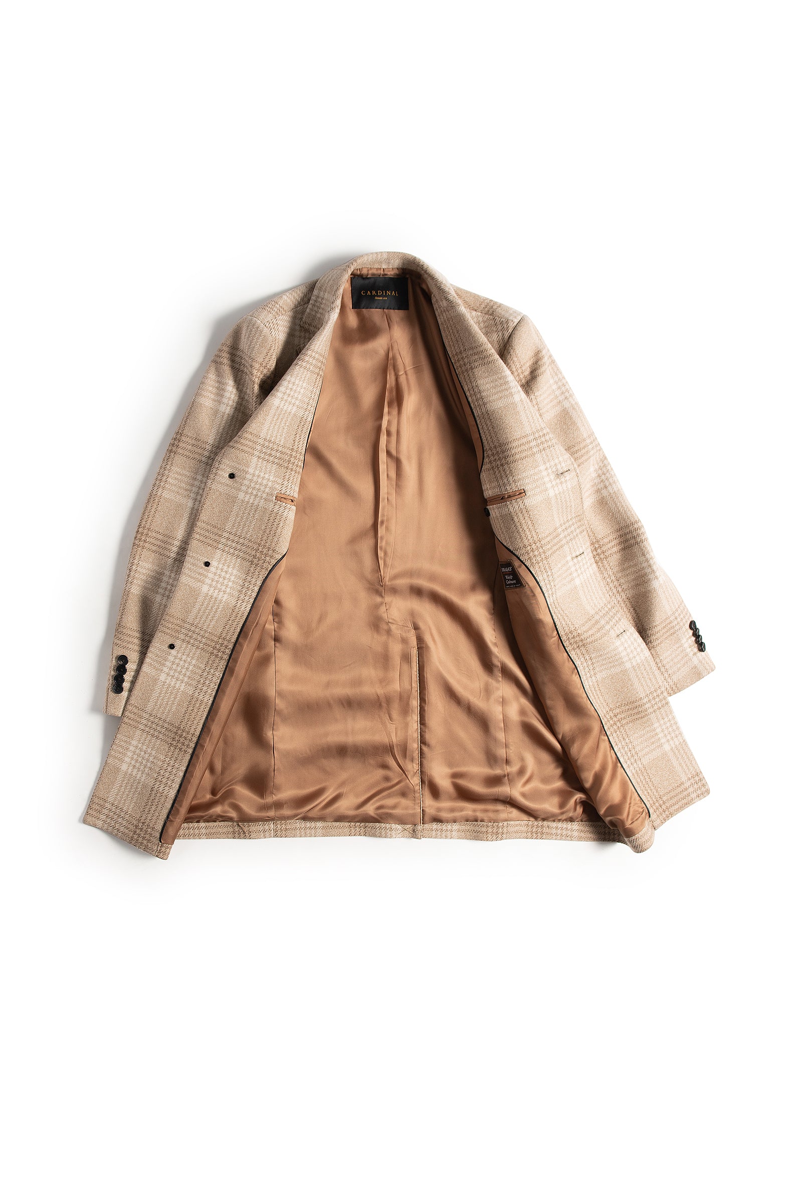 SAMUEL WOOL & CASHMERE OATMEAL PLAID TOPCOAT