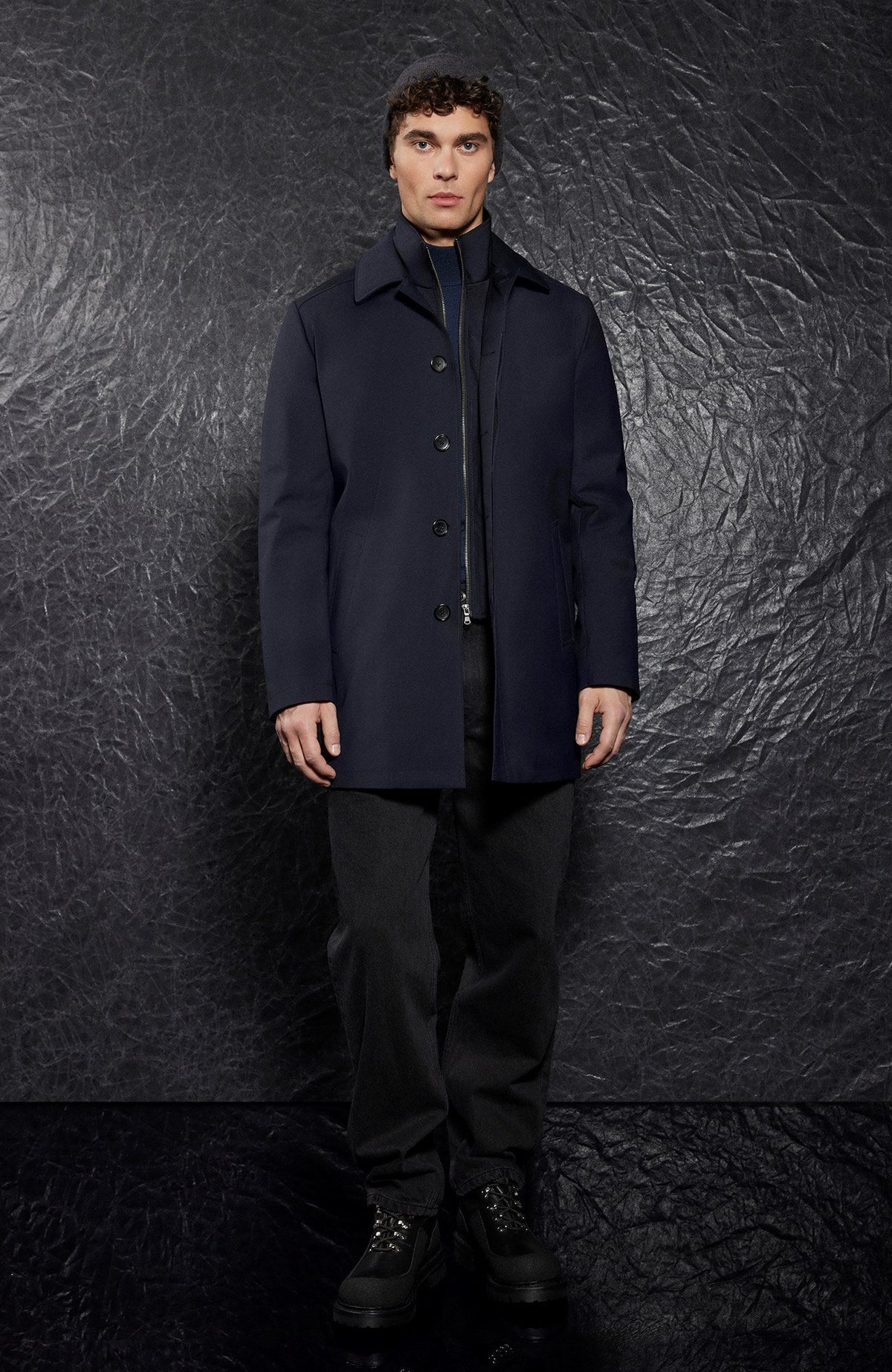 Samson Navy Wool City Coat - MENS - Cardinal of Canada-US-Samson Navy Wool City Coat