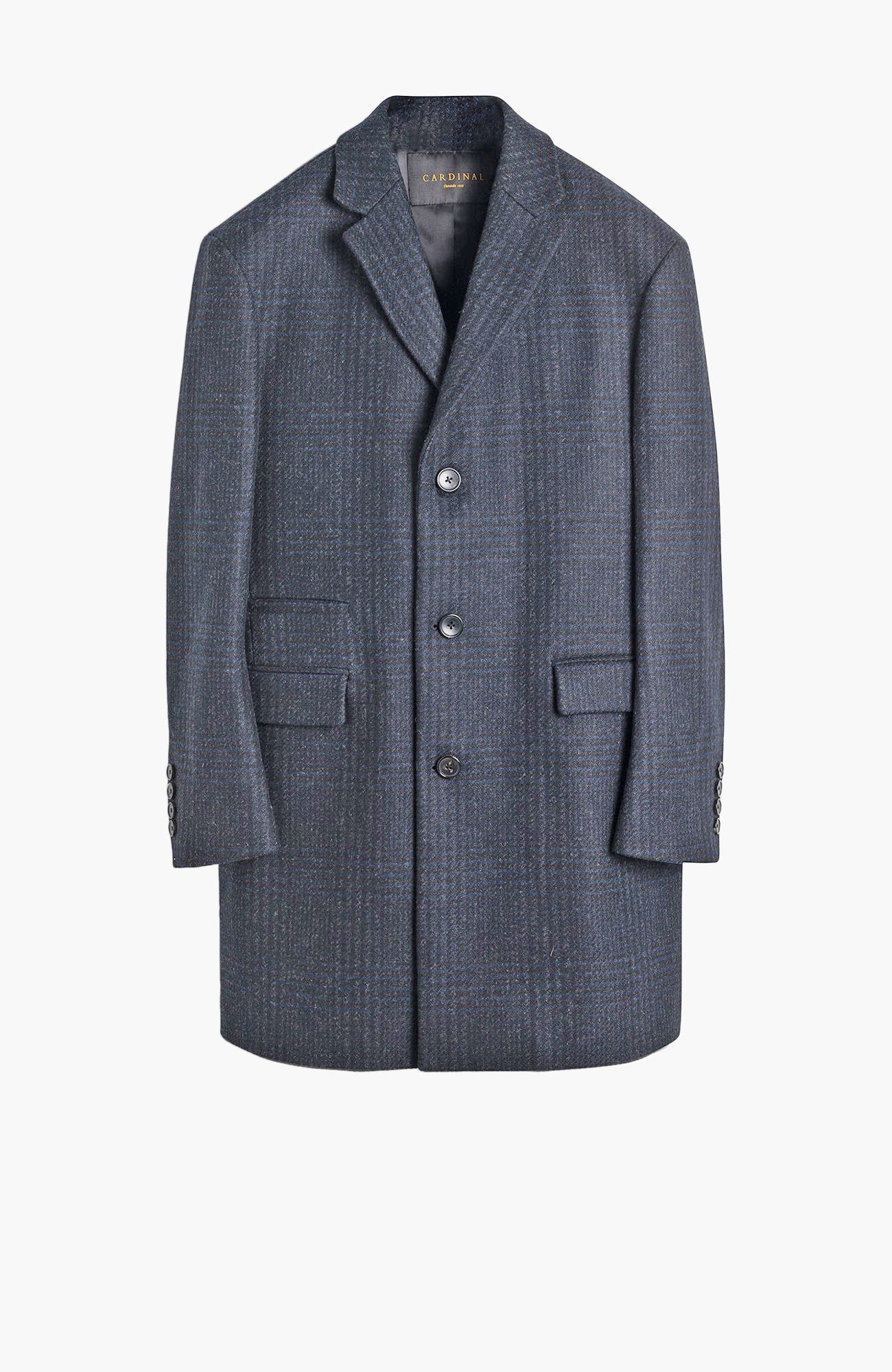 Sherwood Navy Plaid Wool Topcoat - MENS - Cardinal of Canada-US-Sherwood Navy Plaid Wool Topcoat