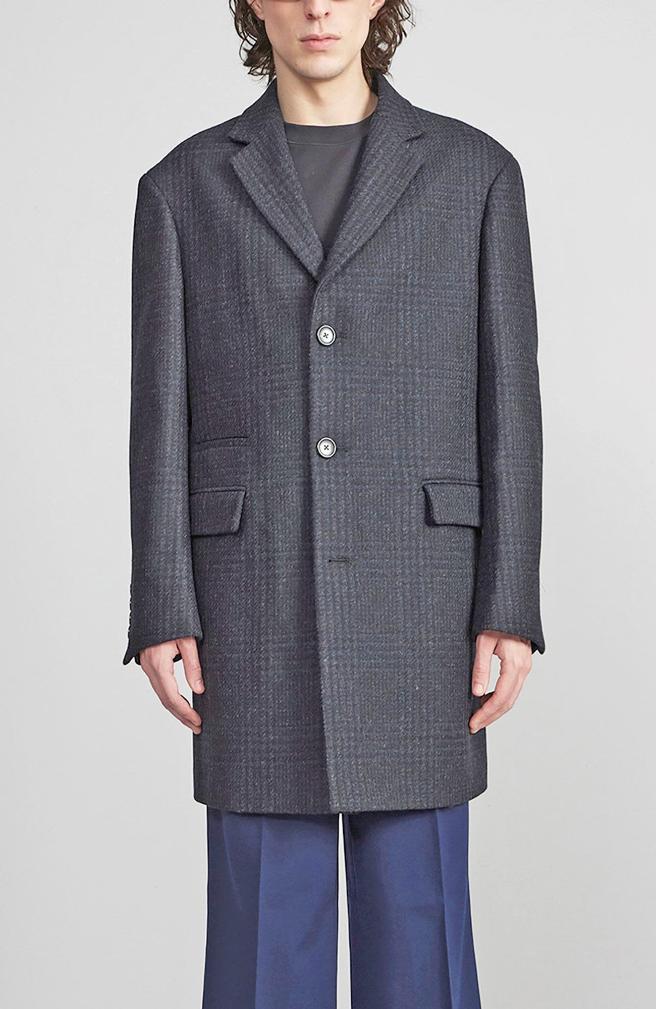 SHERWOOD NAVY PLAID WOOL TOPCOAT - MENS - Cardinal of Canada - US - SHERWOOD NAVY PLAID WOOL TOPCOAT