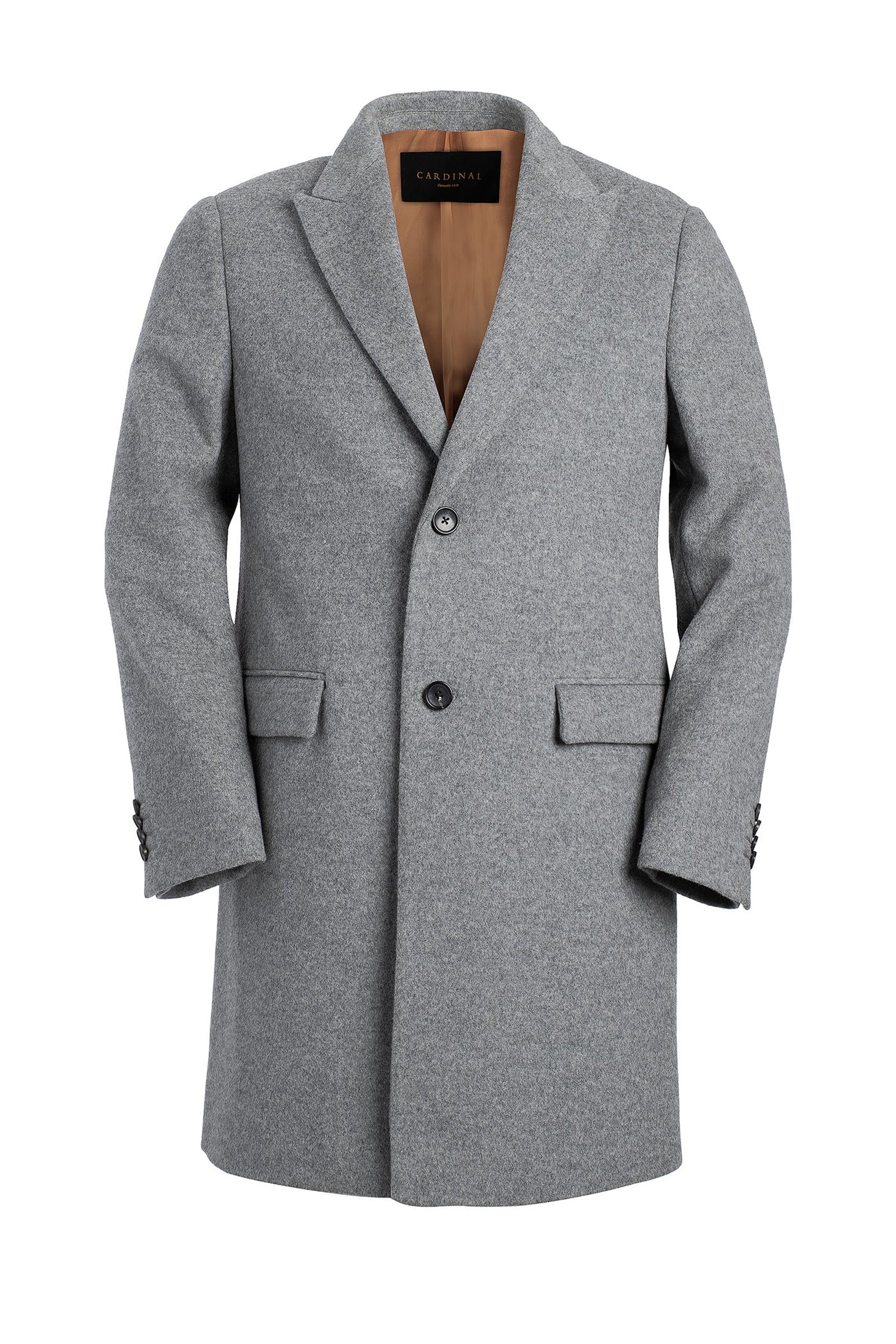 SUTTON LIGHT GRAY WOOL TOPCOAT 38 inch length