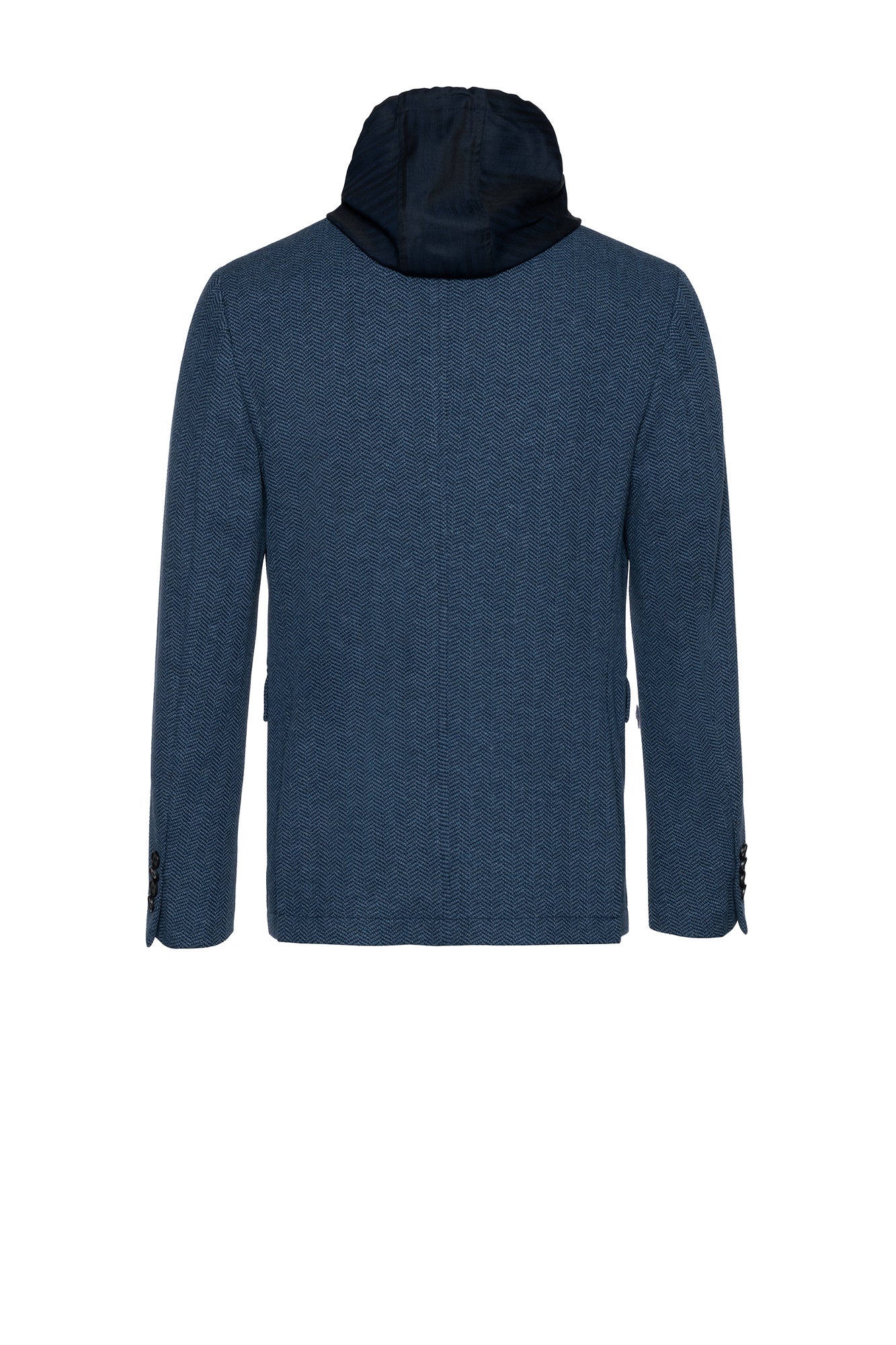 BRANDON BLUE HERRINGBONE SPORTS COAT WITH HOOD - Cardinal of Canada-US-BRANDON BLUE HERRINGBONE SPORTS COAT WITH HOOD 29.5 INCH LENGTH