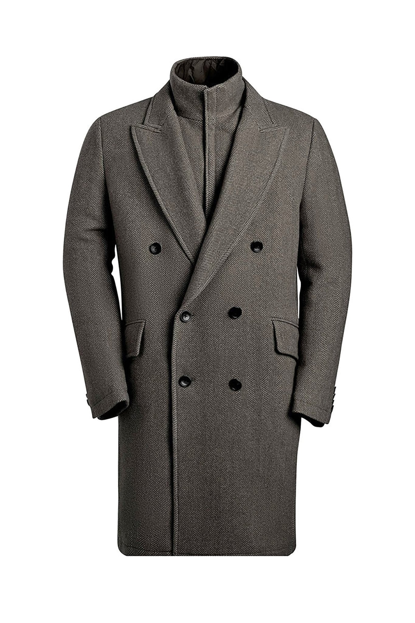 TOWNSEND CHARCOAL HERRINGBONE OVERCOAT - Cardinal of Canada-US-TOWNSEND CHARCOAL HERRINGBONE TOPCOAT 41.5 inch length