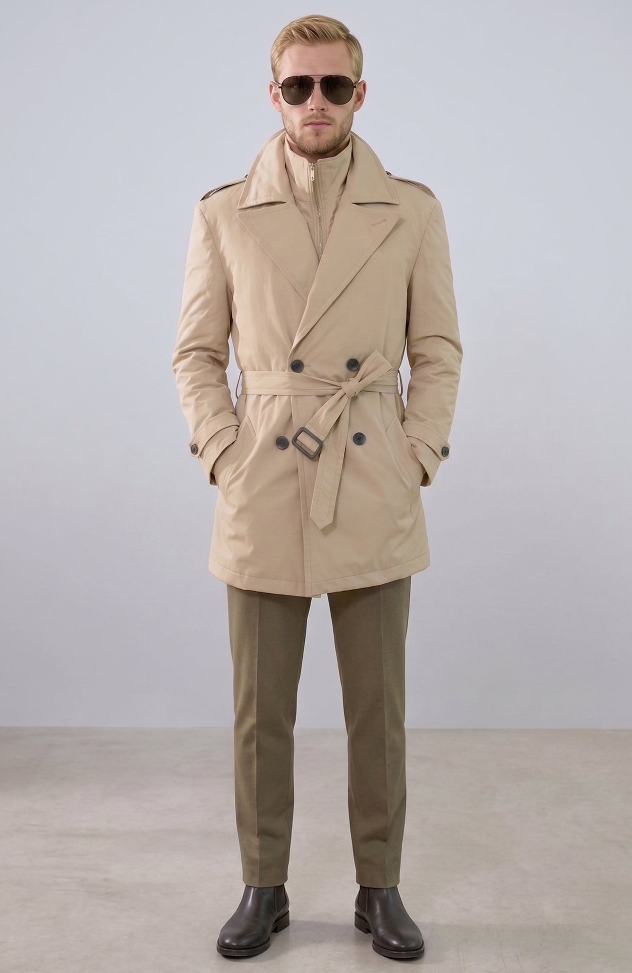 Anikan Beige Trench Coat - MENS - Cardinal of Canada - US - Anikan Beige Trench Coat