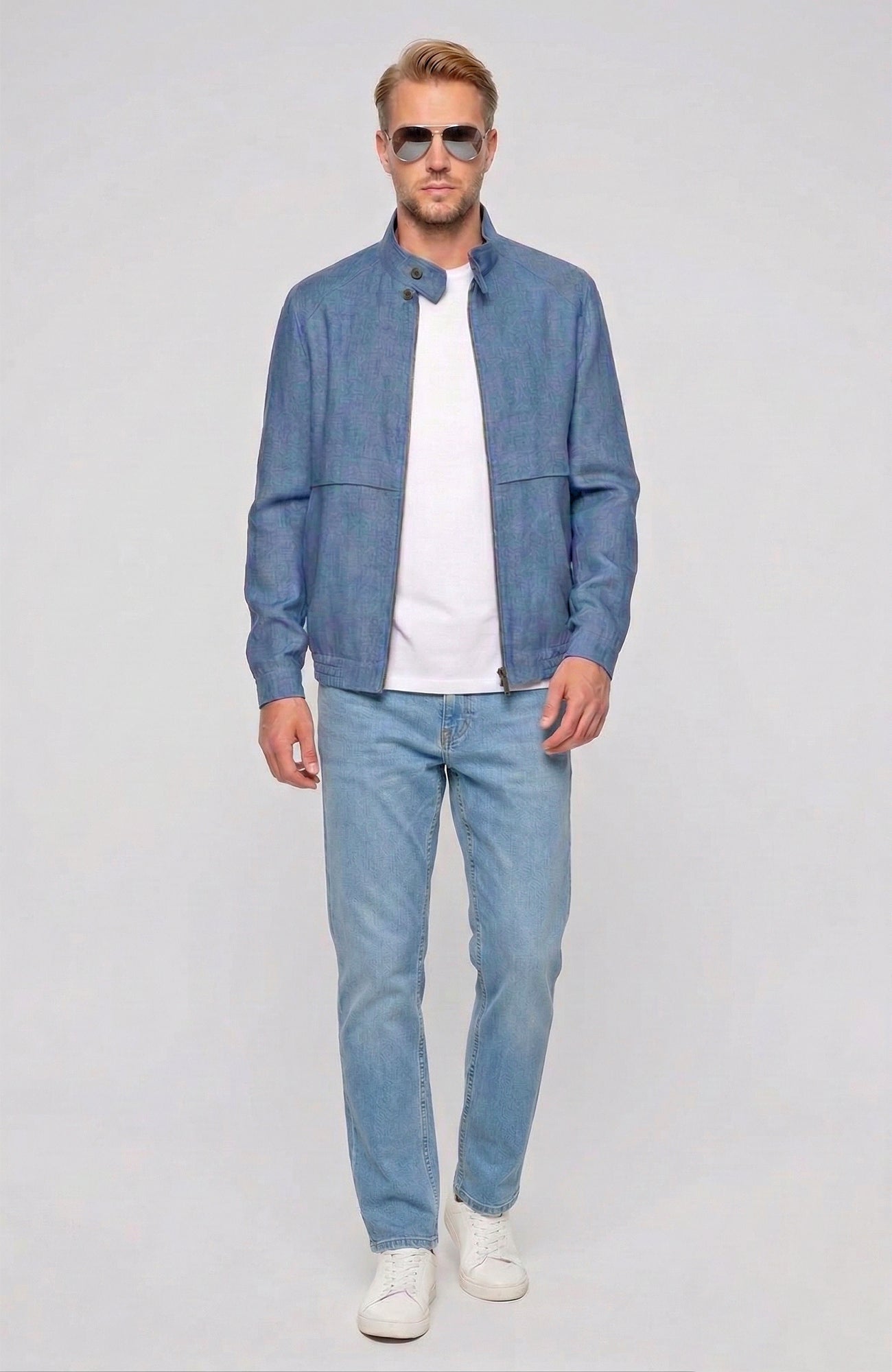 Bristol Light Blue Linen Bomber Jacket - Cardinal of Canada - US - Bristol Light Blue Linen Bomber Jacket