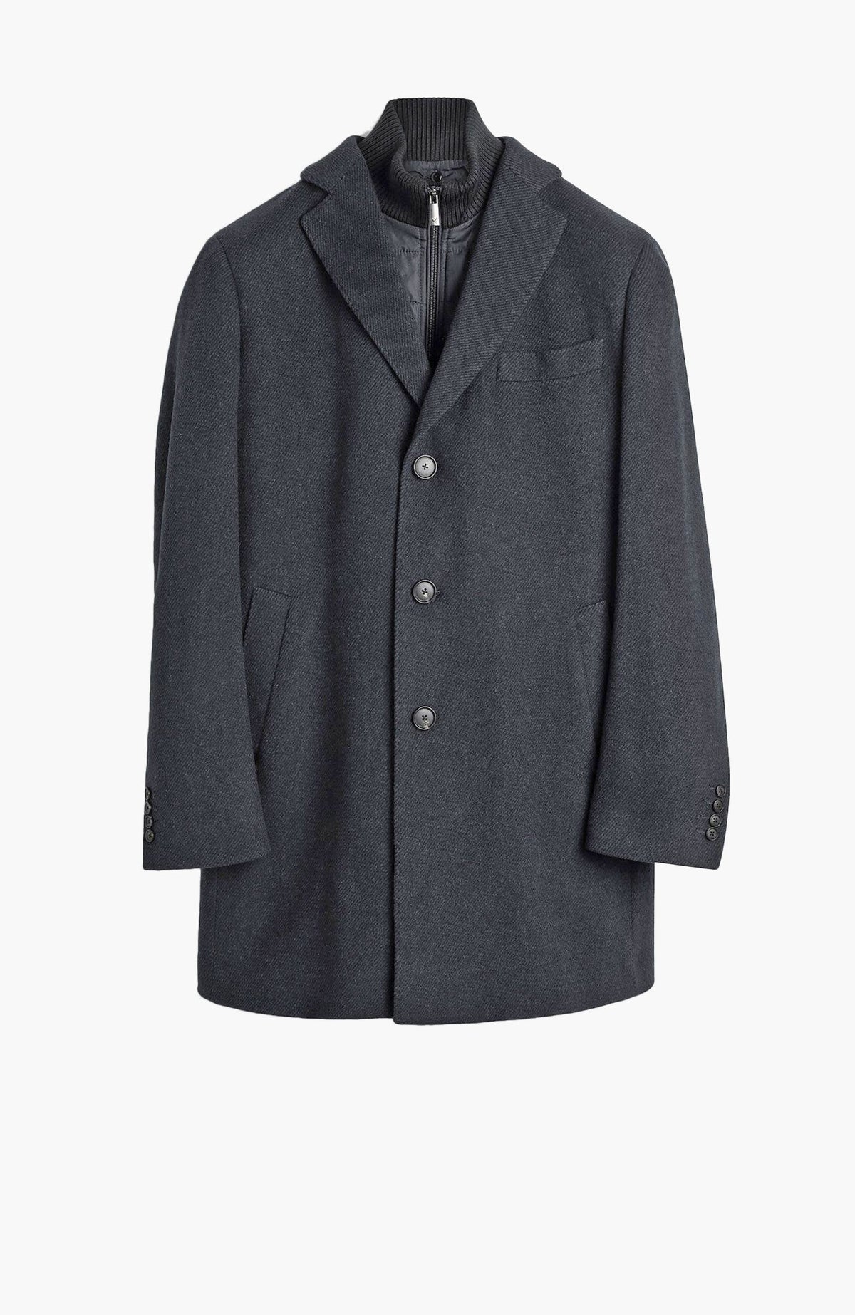 LeClaire Wool & Cashmere Charcoal Twill Car Coat - MENS - Cardinal of Canada-US-LeClaire Wool & Cashmere Charcoal Twill Car Coat