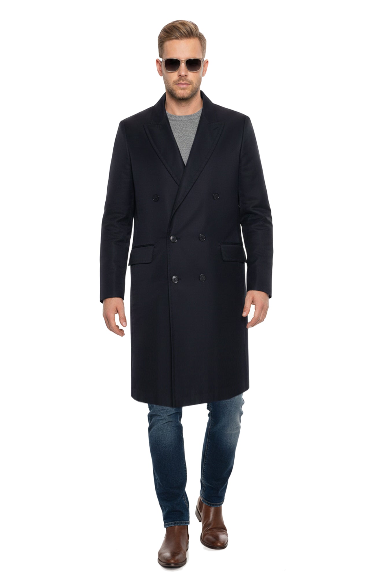 Leo Black Double Breast Raincoat