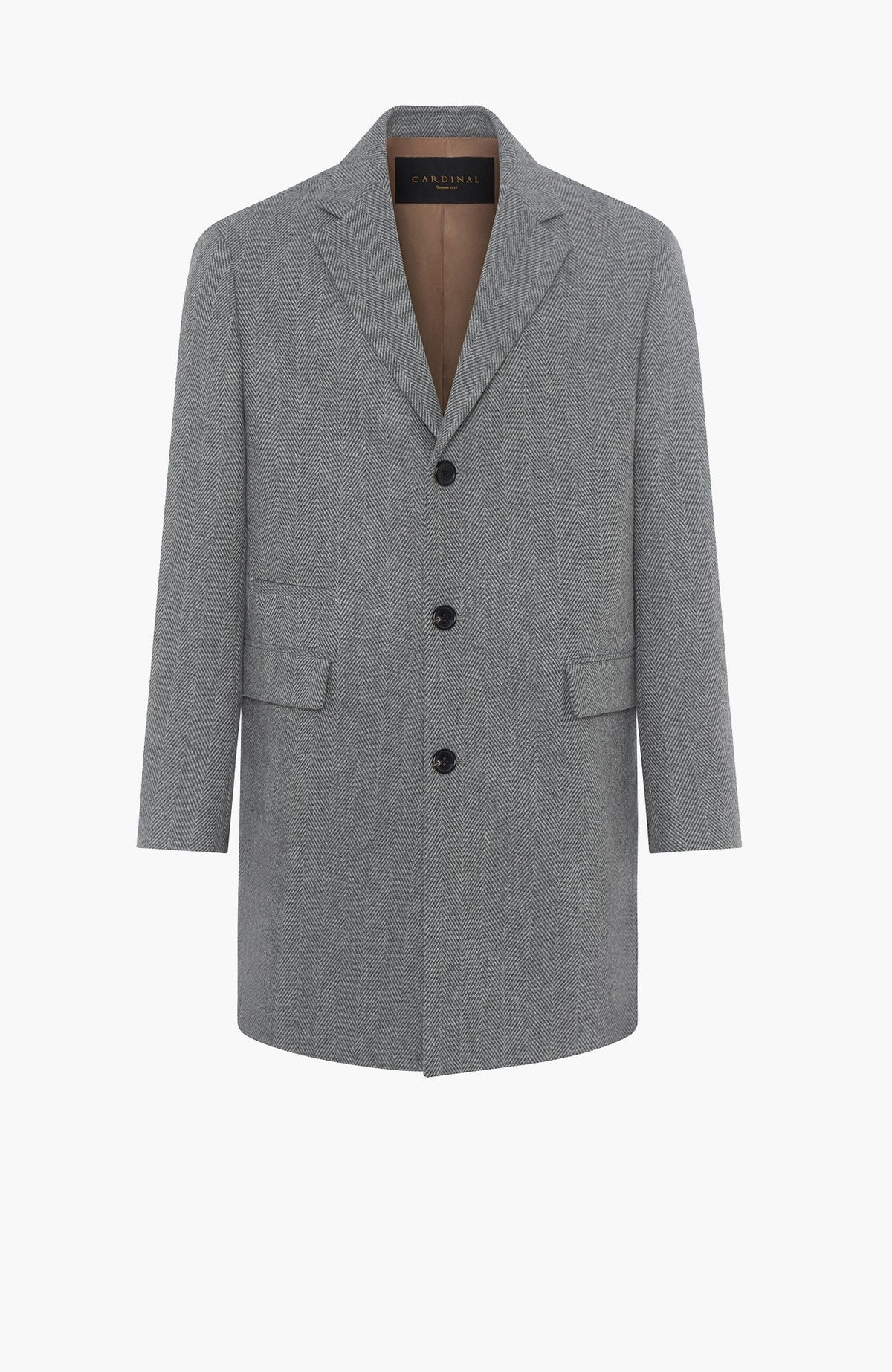 Sherwood Grey Herringbone Topcoat - MENS - Cardinal of Canada-US-Sherwood Grey Herringbone Topcoat