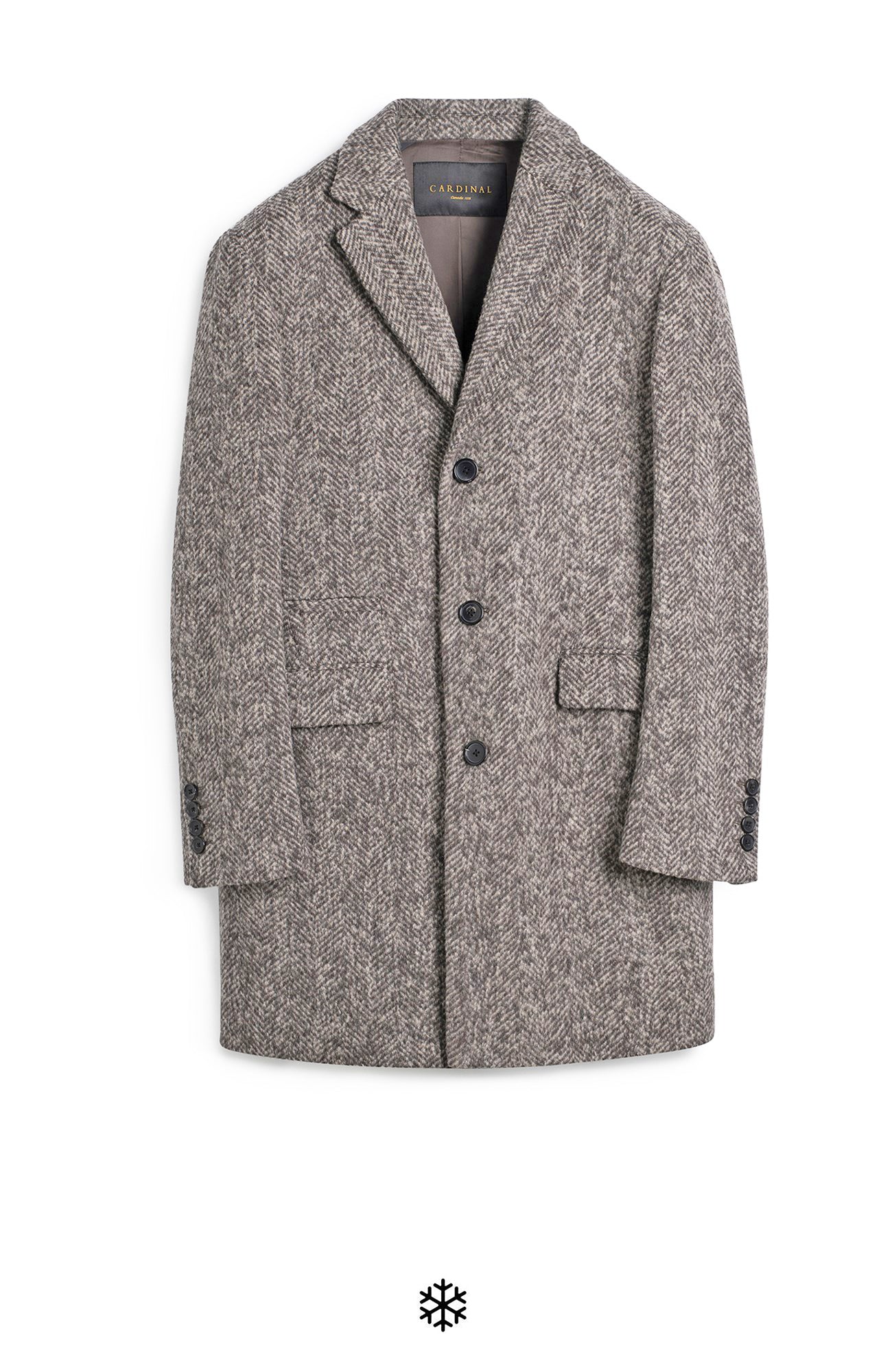 SHERWOOD TAUPE HERRINBONE WOOL & ALPACA TOPCOAT - MENS - Cardinal of Canada - US - SHERWOOD TAUPE HERRINBONE WOOL & ALPACA TOPCOAT
