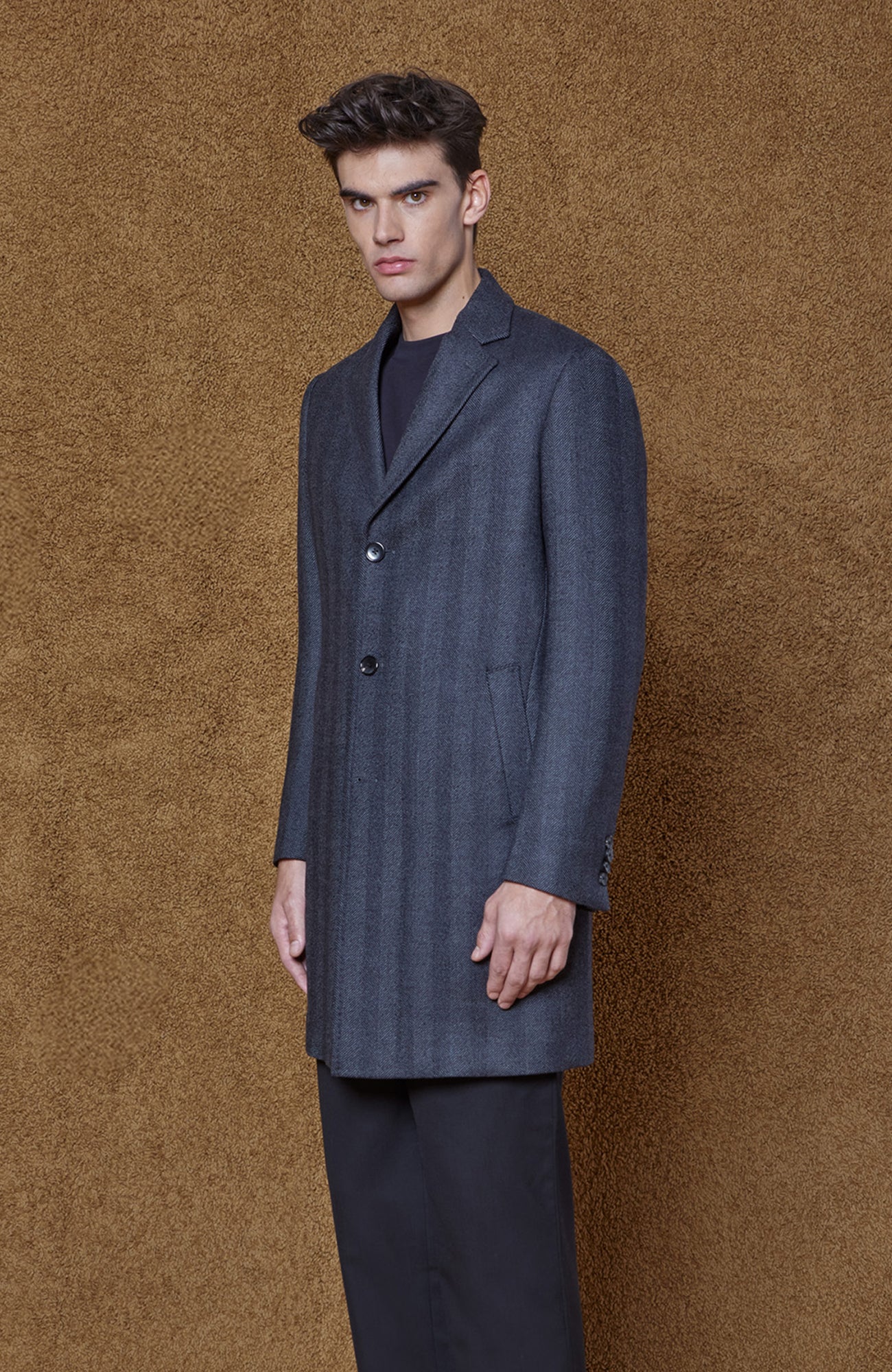 STEDWELL CHARCOAL HERRINGBONE WOOL TOPCOAT - MENS - Cardinal of Canada - US - STEDWELL CHARCOAL HERRINGBONE WOOL TOPCOAT