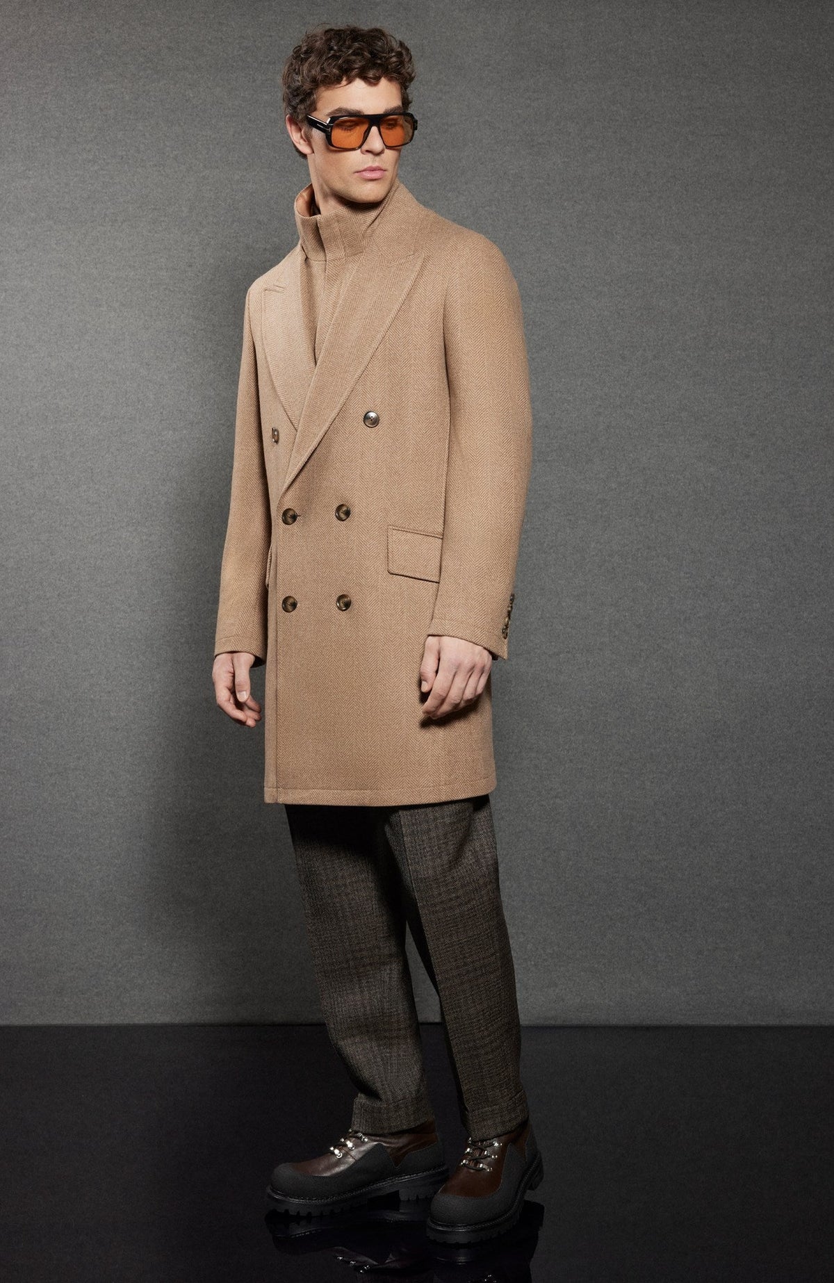 Steele Camel Heringbone Wool Topcoat - MENS - Cardinal of Canada-US-Steele Camel Heringbone Wool Topcoat